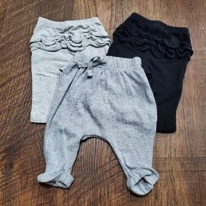 Old Navy Leggings Black Gray Ruffle Bum Bottoms Grey Joggers Lounge Cotton Set 3